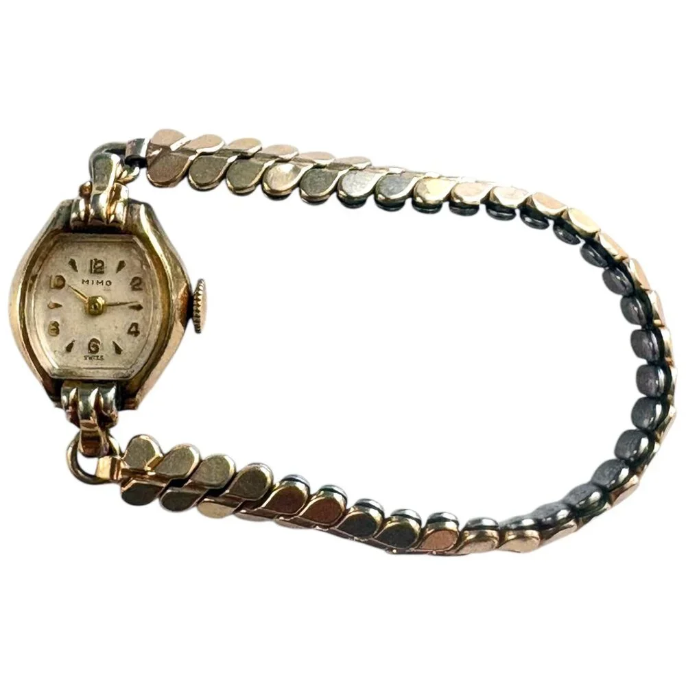 Vintage‎ MIMO 10k RG Kreisler Leaf Link Bracelet Windup Wristwatch